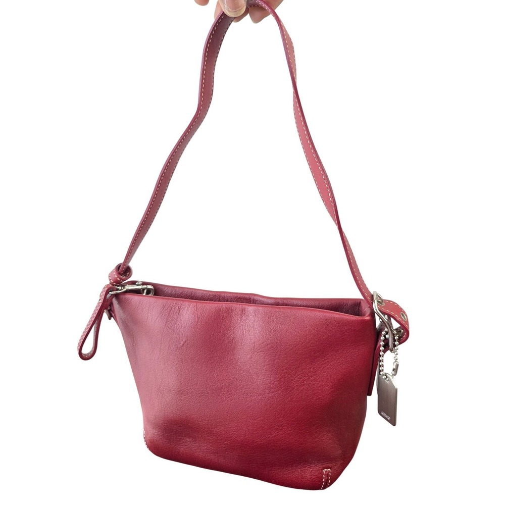 Coach Legacy Demi Mini Hobo Bag Y2K red leather contrast stitching silver-tone - Picture 1 of 15